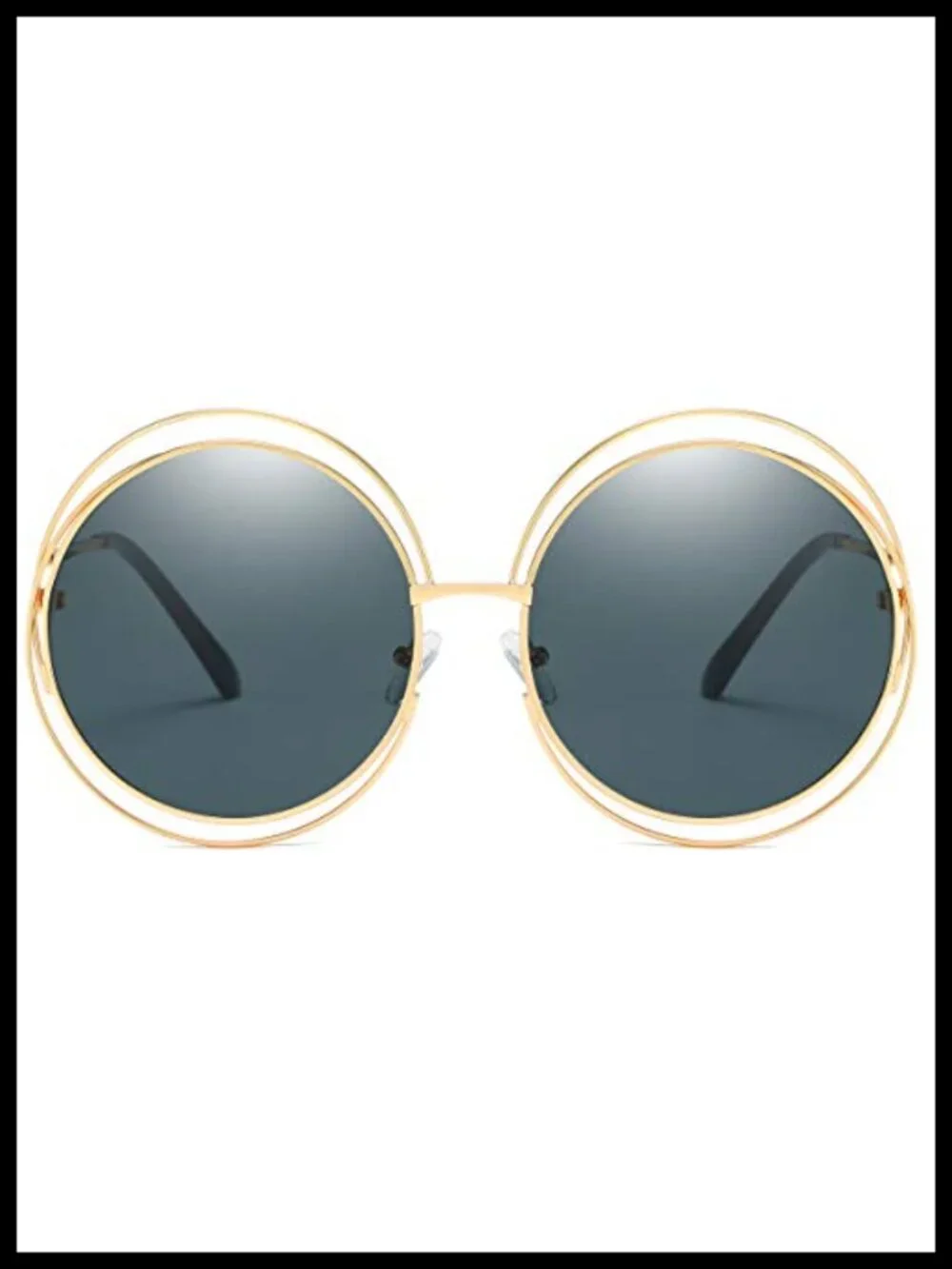 Oversized Round Metal Frame Sunglasses UV400 Protection Women